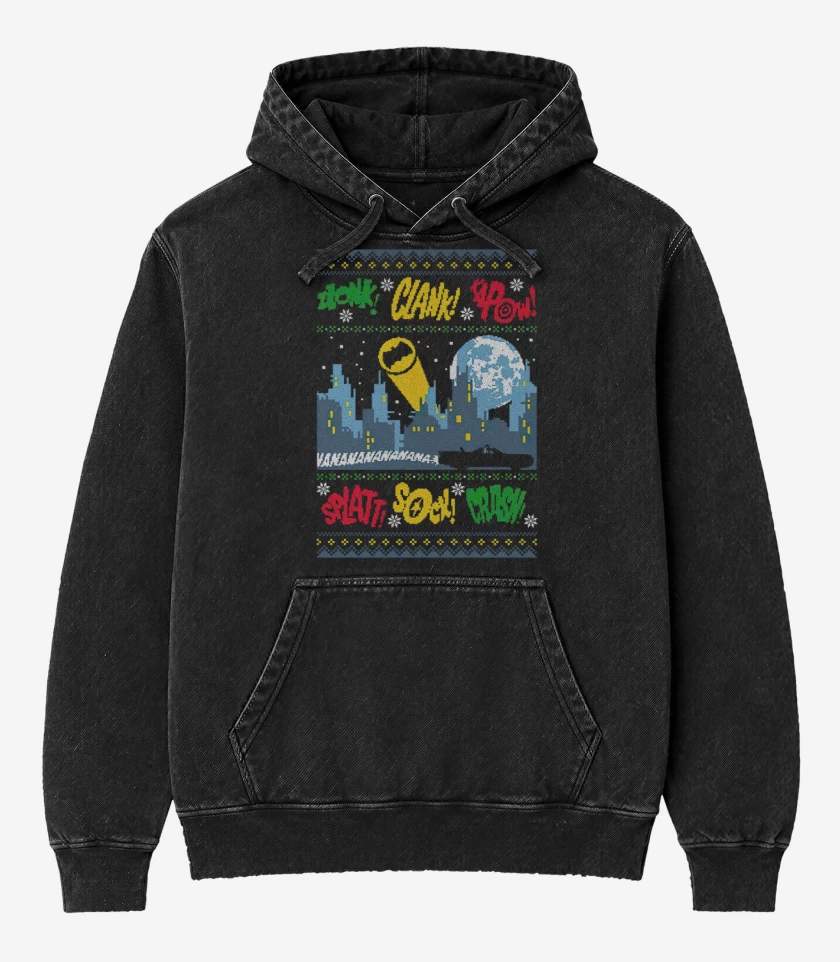 Poleron Canguro Acid Wash Ciudad Gotica Navidad
