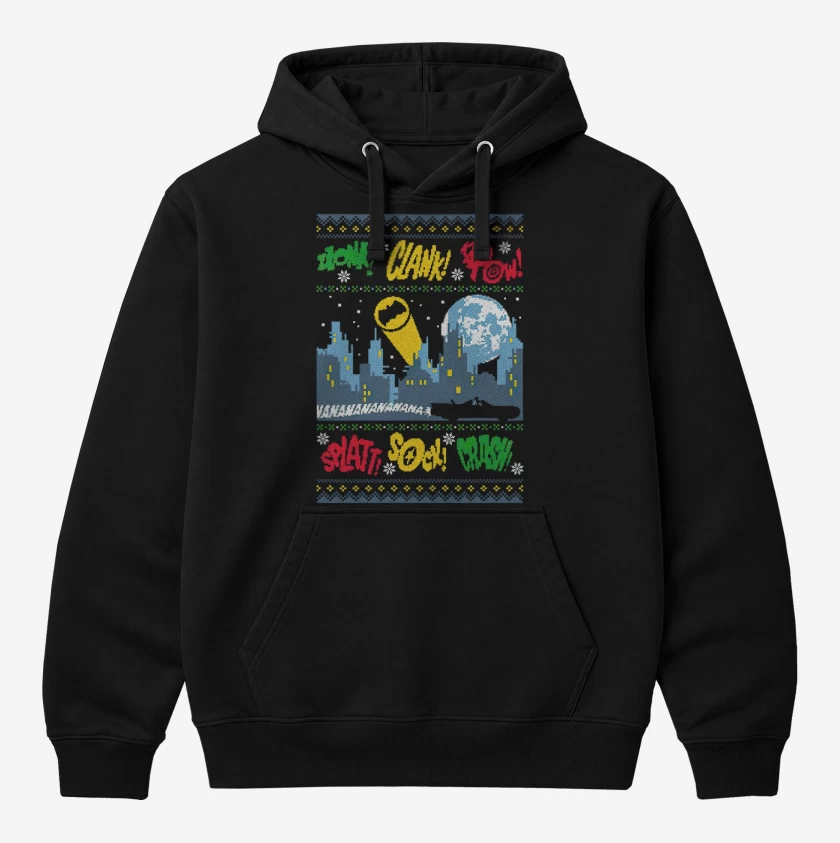 Polerón Canguro Negro de Ciudad Gotica Navidad