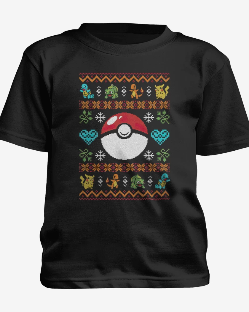Polera de niño Negro de Pokemon Navidad