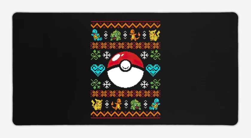 Mouse pad Gamer Negro de Pokemon Navidad