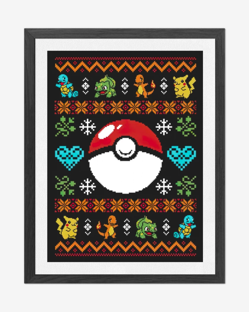Cuadro decorativo Negro de Pokemon Navidad