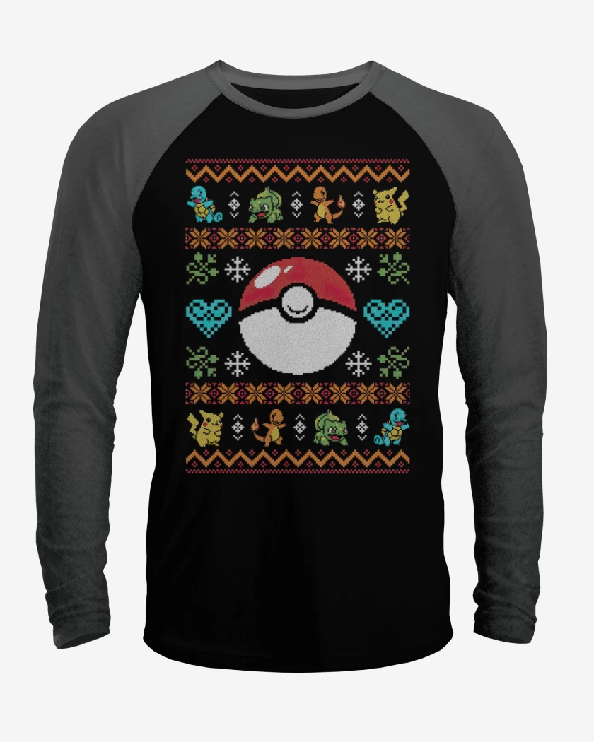 Polera Raglan Pokemon Navidad