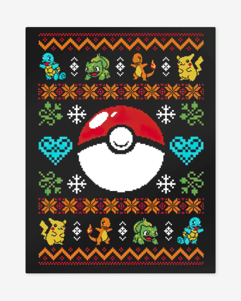 Print metalico Negro de Pokemon Navidad