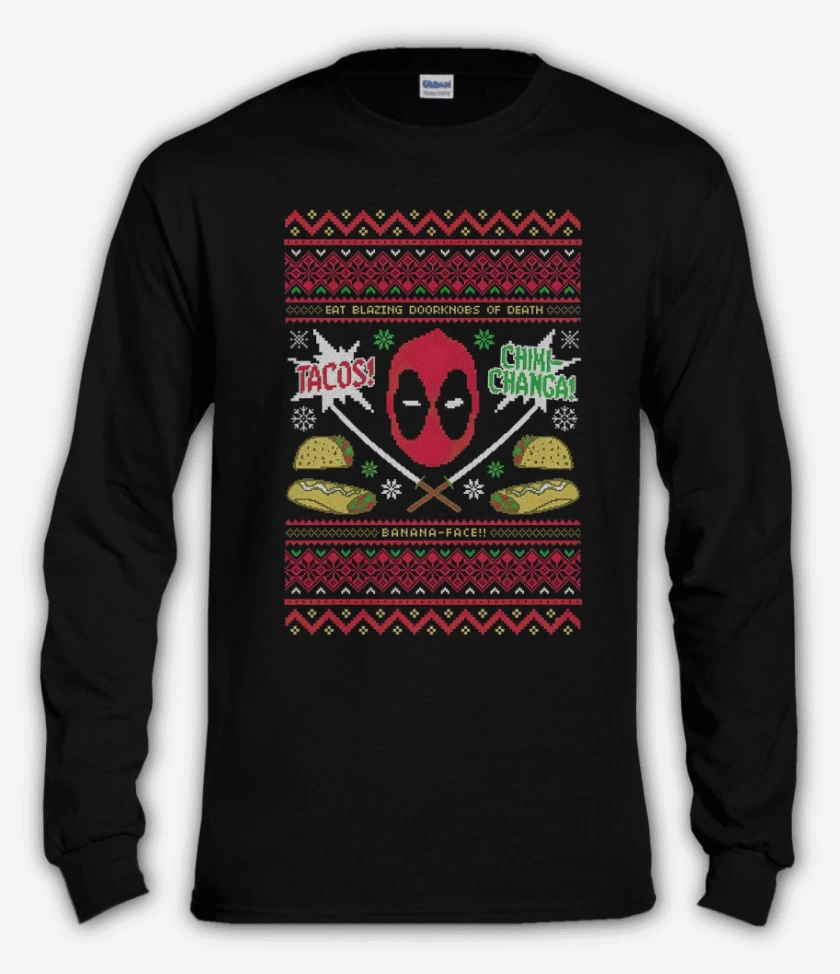 Polera manga larga Dead pool Navidad