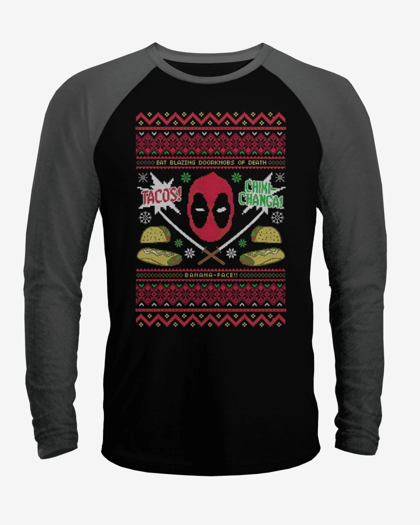 Polera Raglan Dead pool Navidad