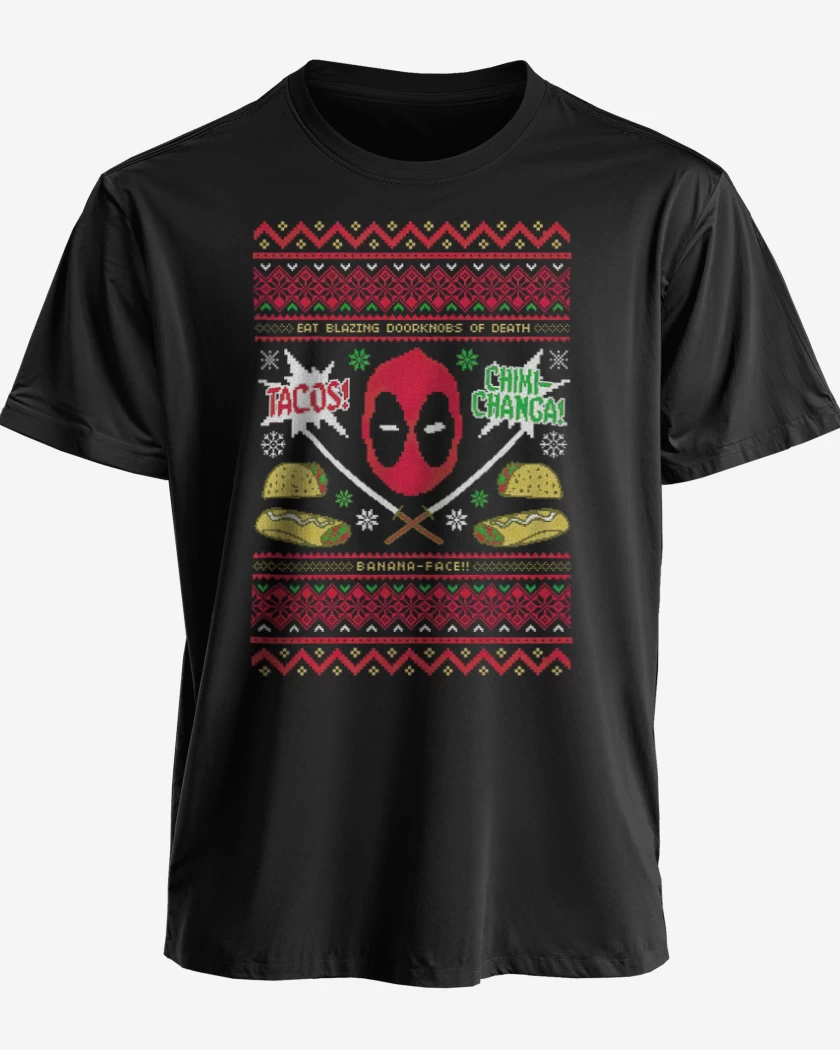 Polera premium Negro de Dead pool Navidad