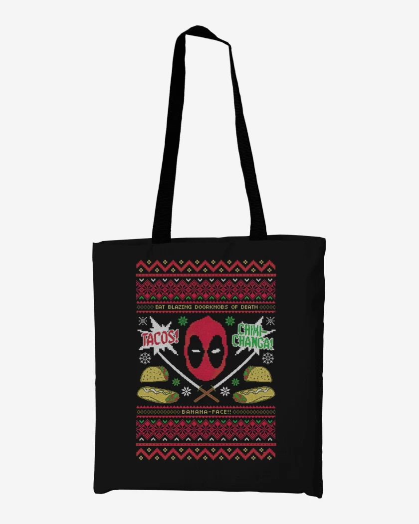 Totebag Negro de Dead pool Navidad