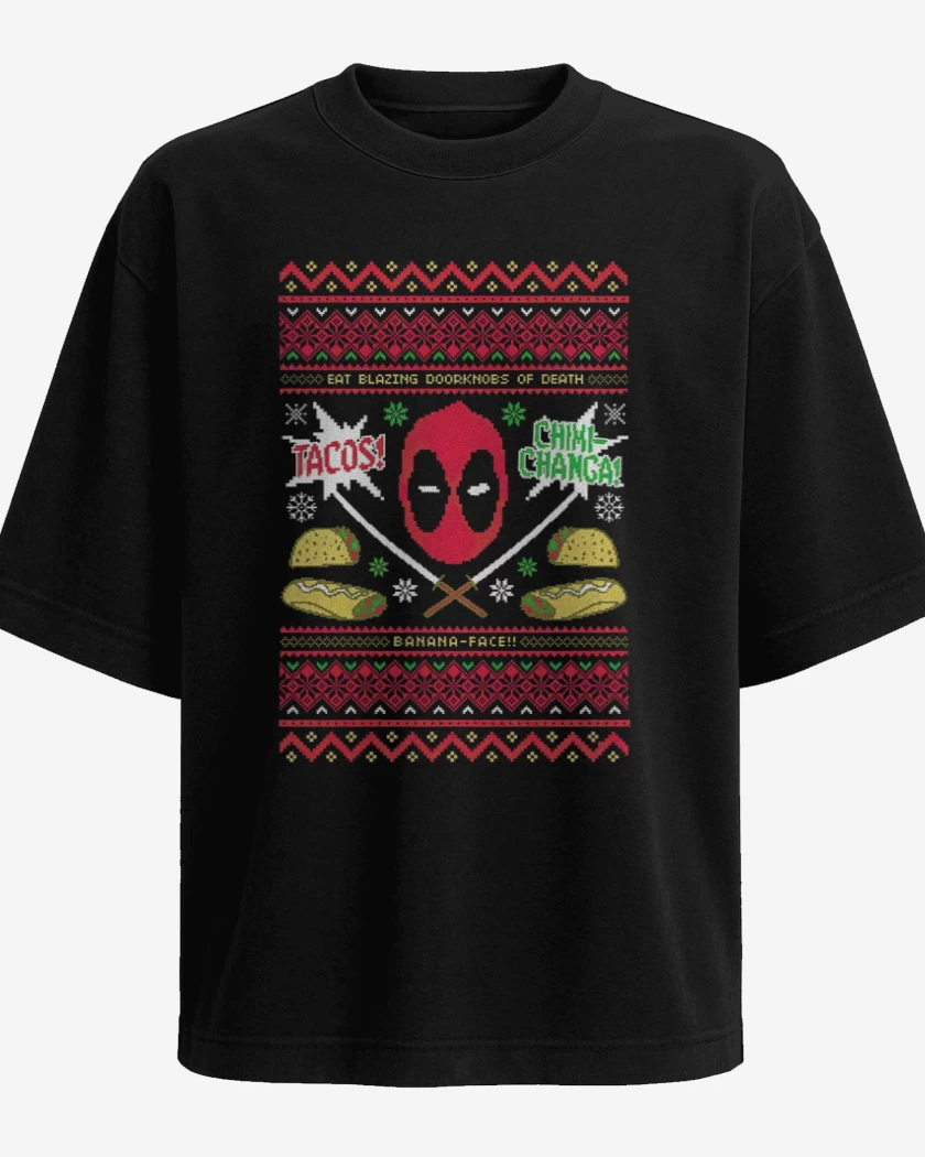 Polera Oversize Dead pool Navidad
