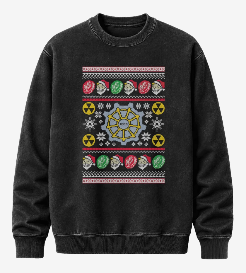 Poleron Polo Acid Wash Negro de Fallout Navidad