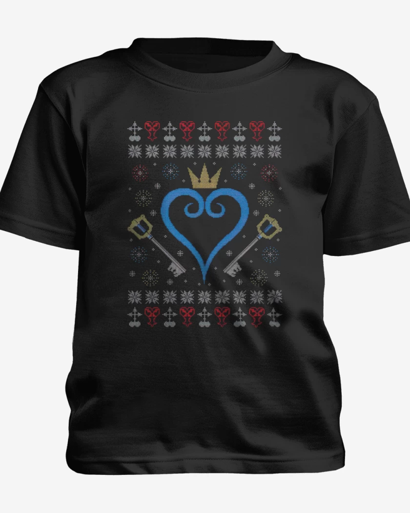 Polera de niño Negro de Kingdom Hearts Navidad