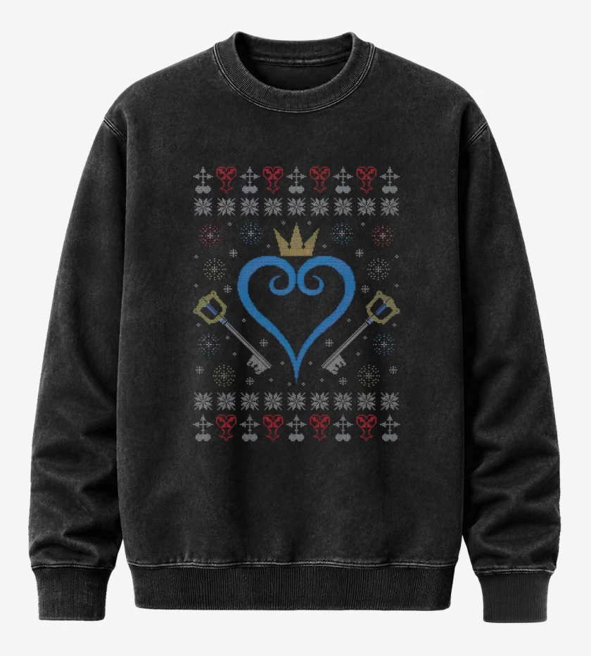 Poleron Polo Acid Wash Negro de Kingdom Hearts Navidad