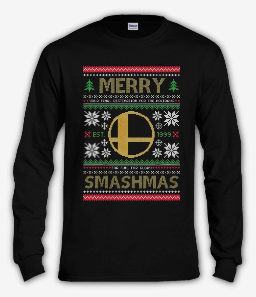 Polera manga larga Negro de Navidad Smash