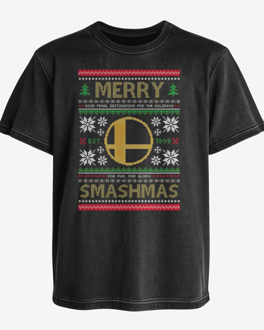 Polera desgastada Negro de Navidad Smash