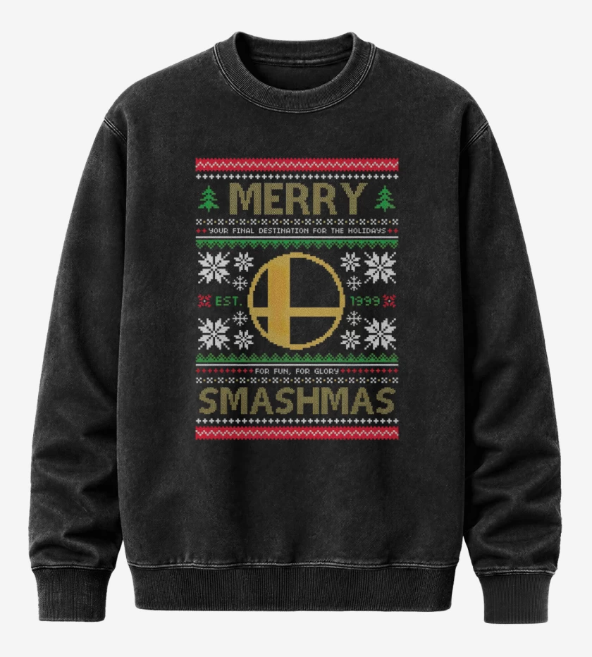 Poleron Polo Acid Wash Negro de Navidad Smash