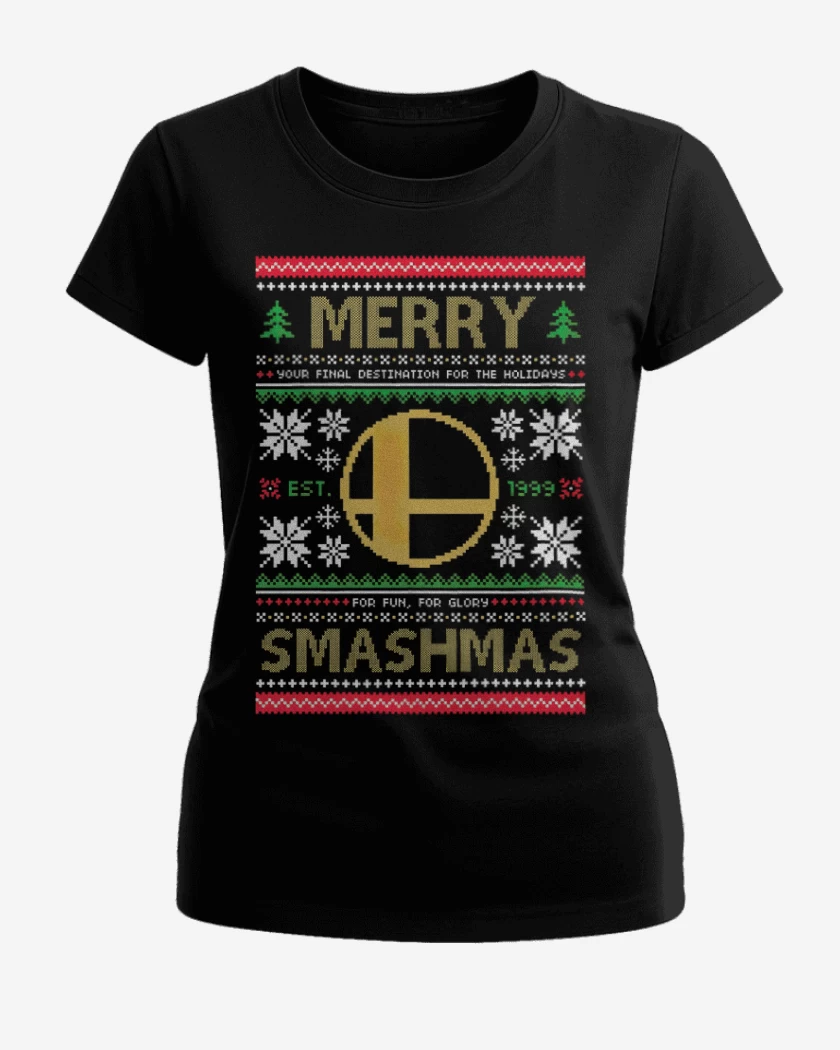 Polera de Mujer Negro de Navidad Smash