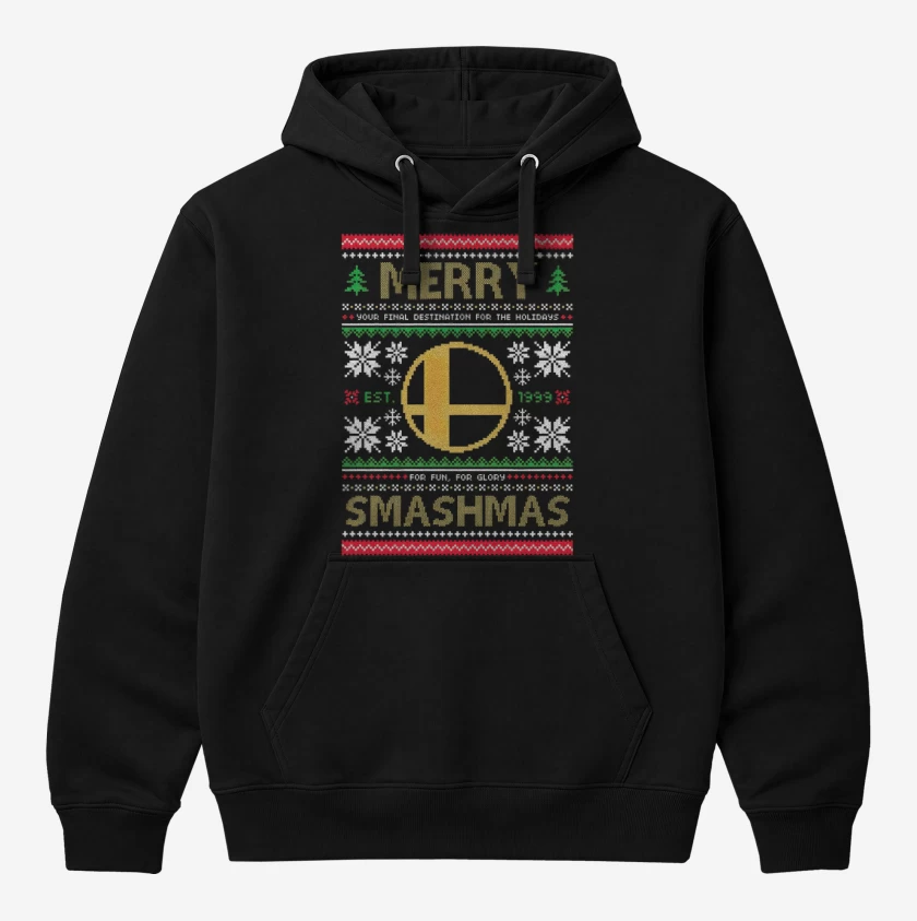 Polerón Canguro Negro de Navidad Smash