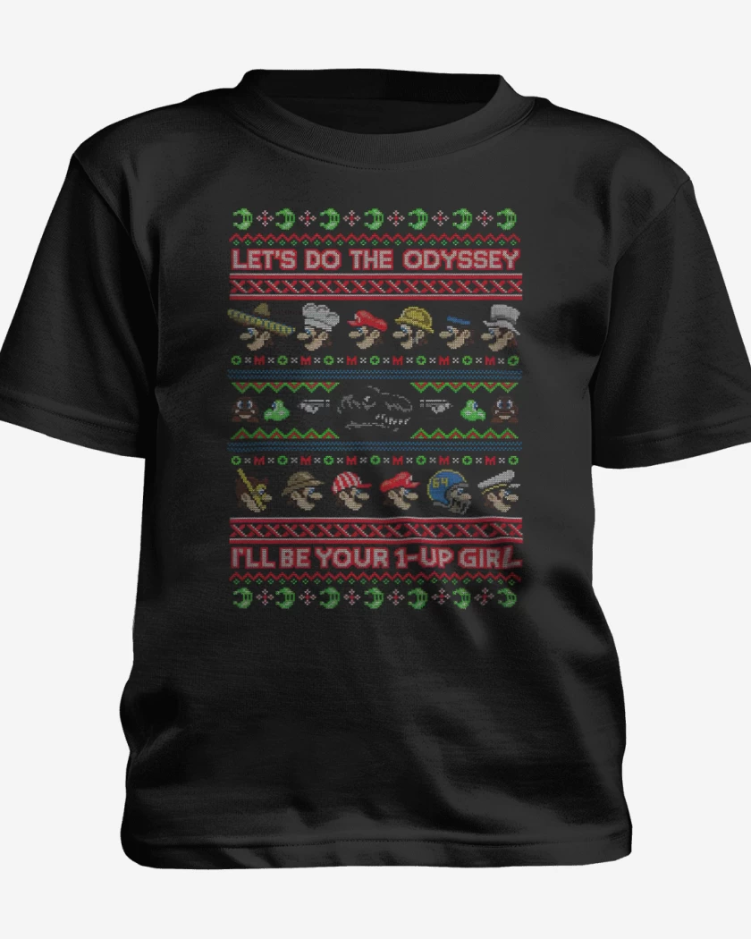 Polera de niño Negro de Super Bigote Bross Navidad