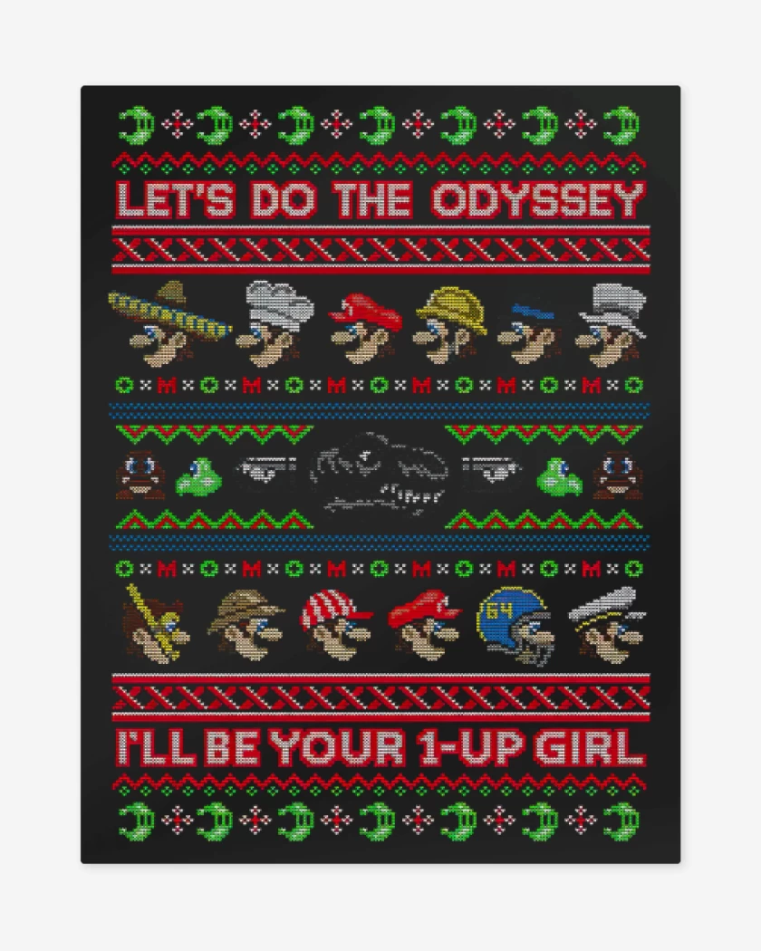Print metalico Negro de Super Bigote Bross Navidad
