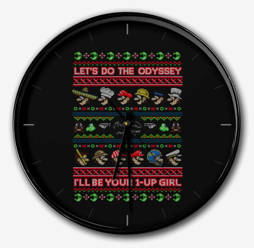 Reloj Negro de Super Bigote Bross Navidad