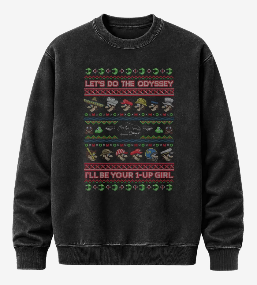Poleron Polo Acid Wash Negro de Super Bigote Bross Navidad