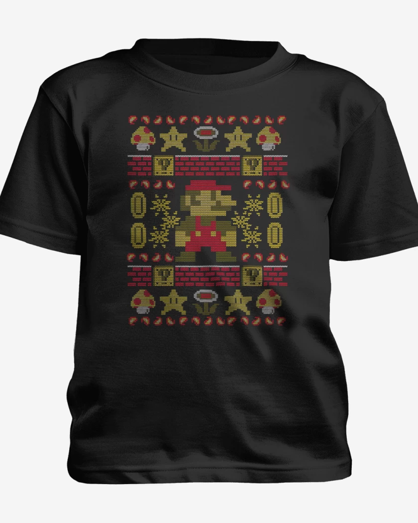 Polera de niño Negro de Super bigote navidad 2