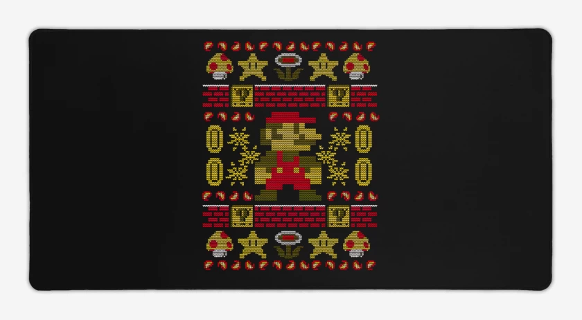 Mouse pad Gamer Negro de Super bigote navidad 2