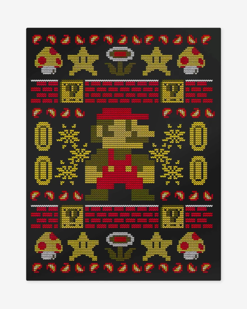 Print metalico Negro de Super bigote navidad 2