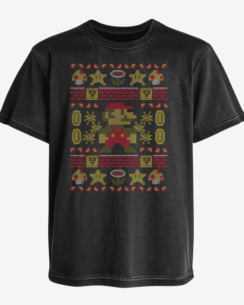 Polera desgastada Super bigote navidad 2