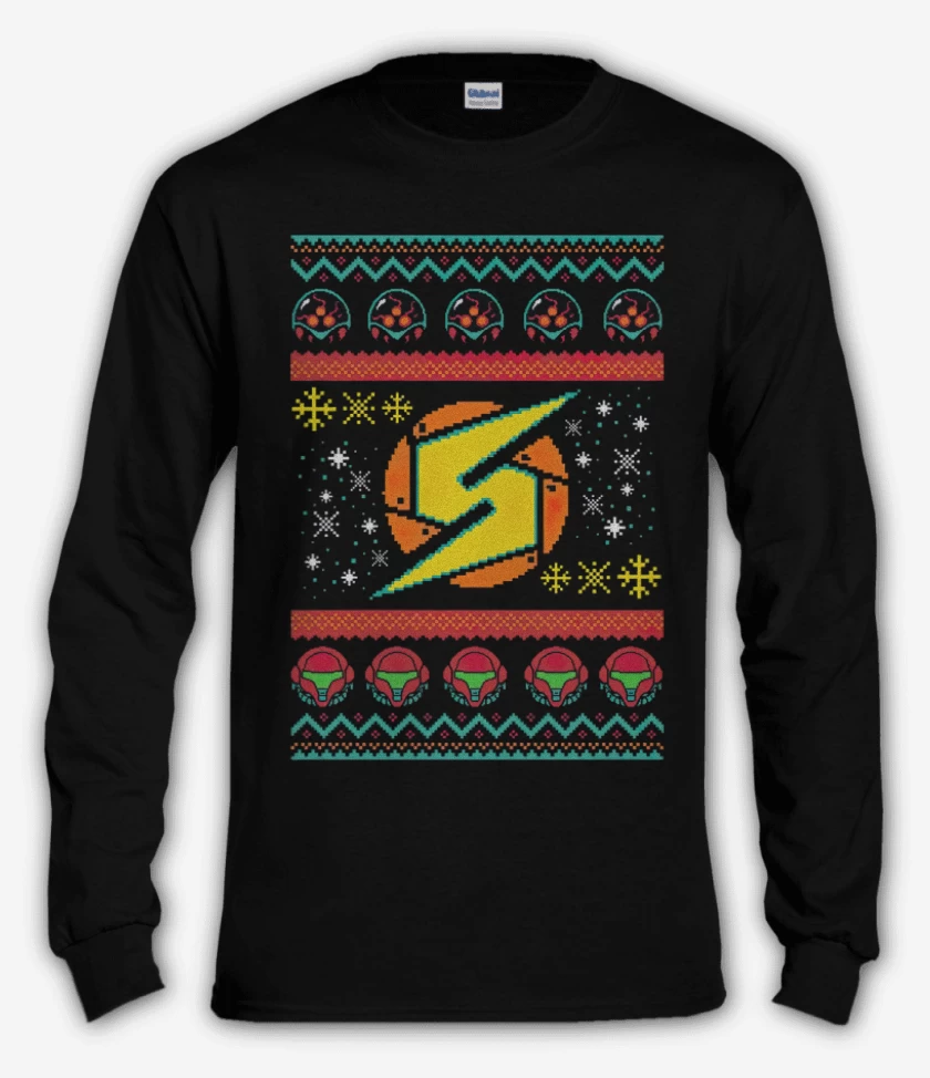 Polera manga larga Negro de Metroid navidad