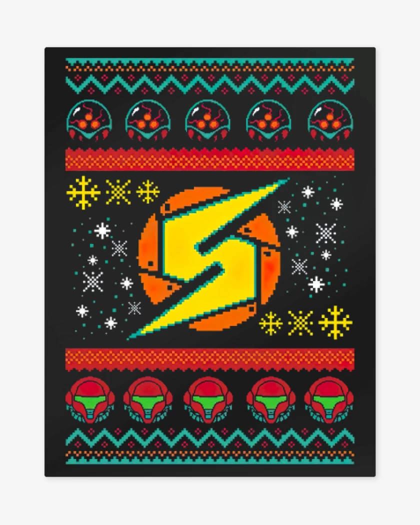 Print metalico Negro de Metroid navidad