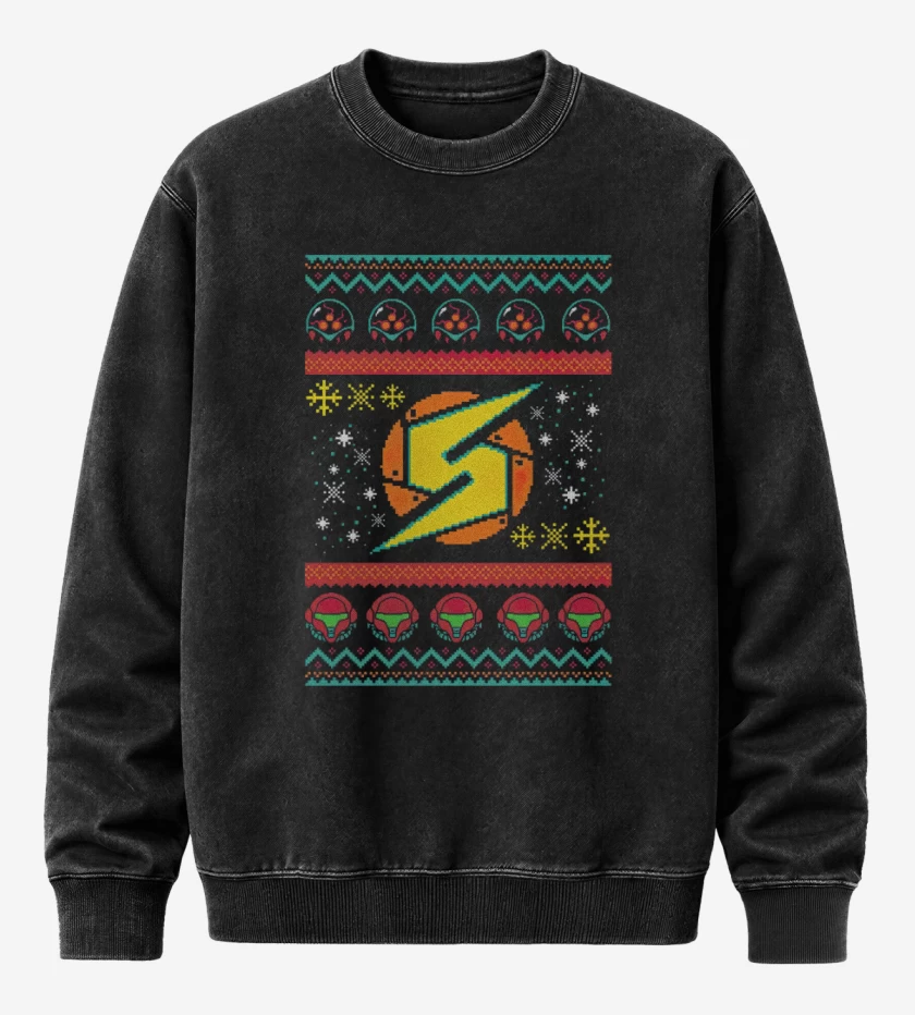 Poleron Polo Acid Wash Negro de Metroid navidad