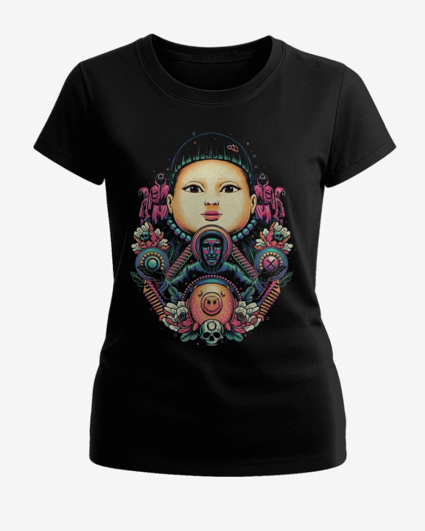 Polera de Mujer Negro de El juegazo del calamar