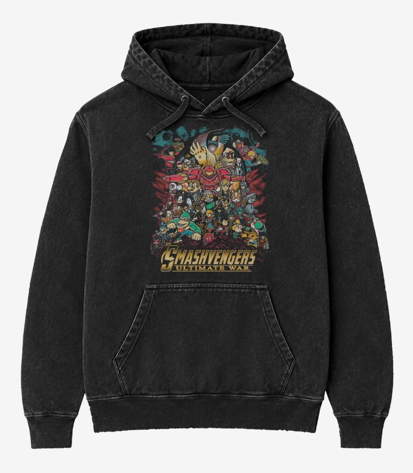 Poleron Canguro Acid Wash Negro de Smash Avengers
