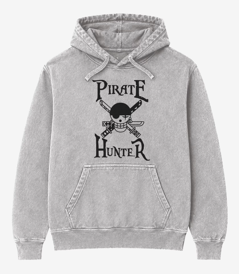 Poleron Canguro Acid Wash Gris Melange de Pirate Hunter