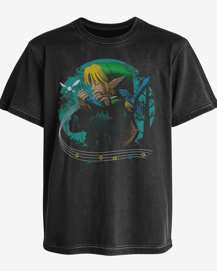 Polera desgastada Negro de Hyrule time