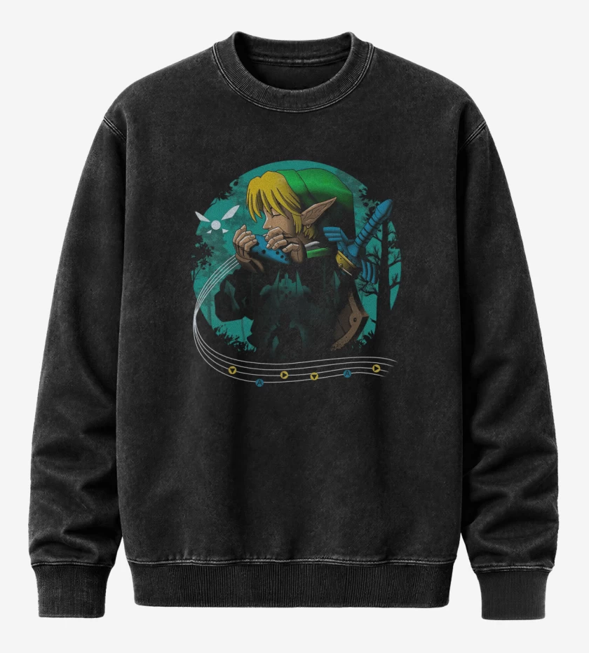 Poleron Polo Acid Wash Negro de Hyrule time