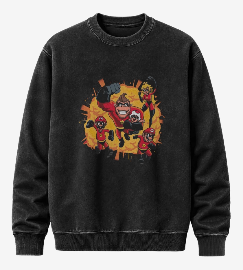 Poleron Polo Acid Wash Negro de Increibles Snes