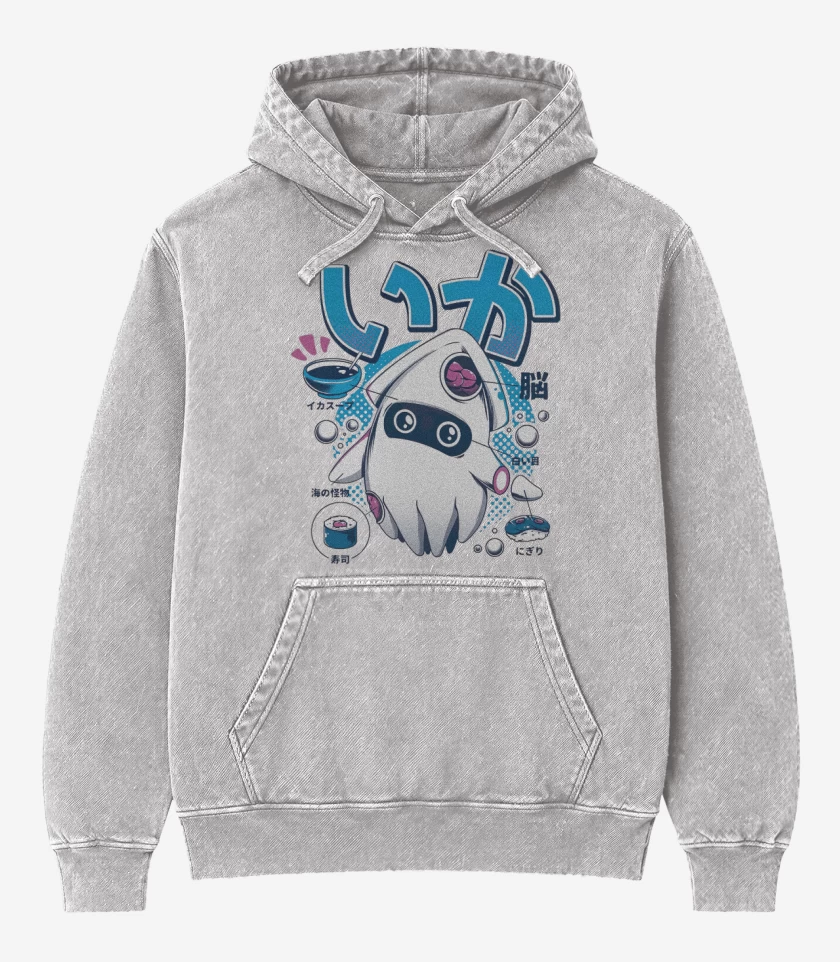 Poleron Canguro Acid Wash Gris Melange de Calamarcito