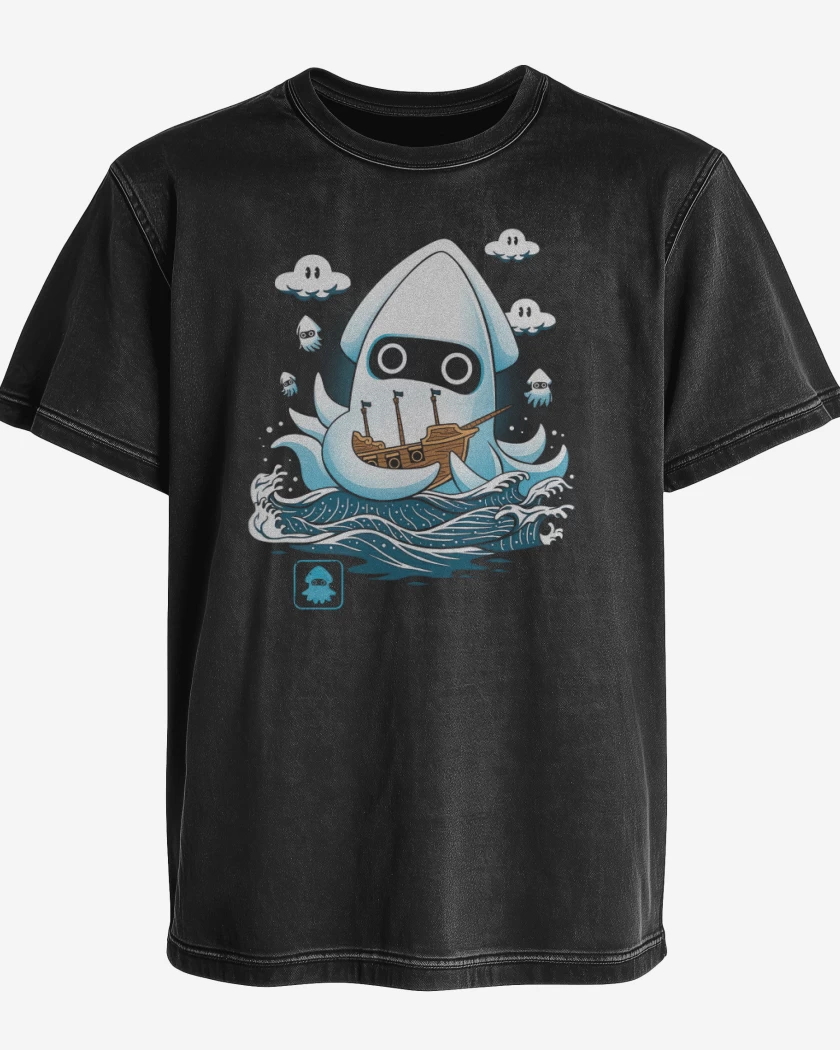 Polera desgastada Negro de Calamar
