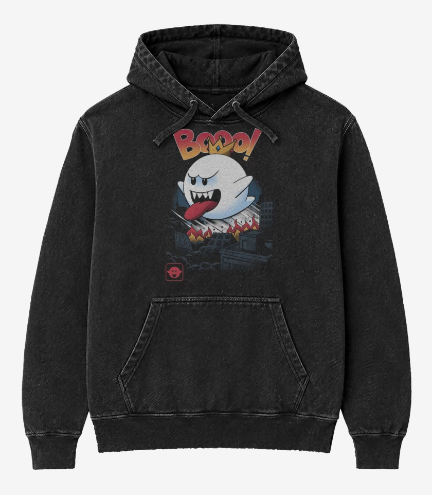 Poleron Canguro Acid Wash Negro de King boo