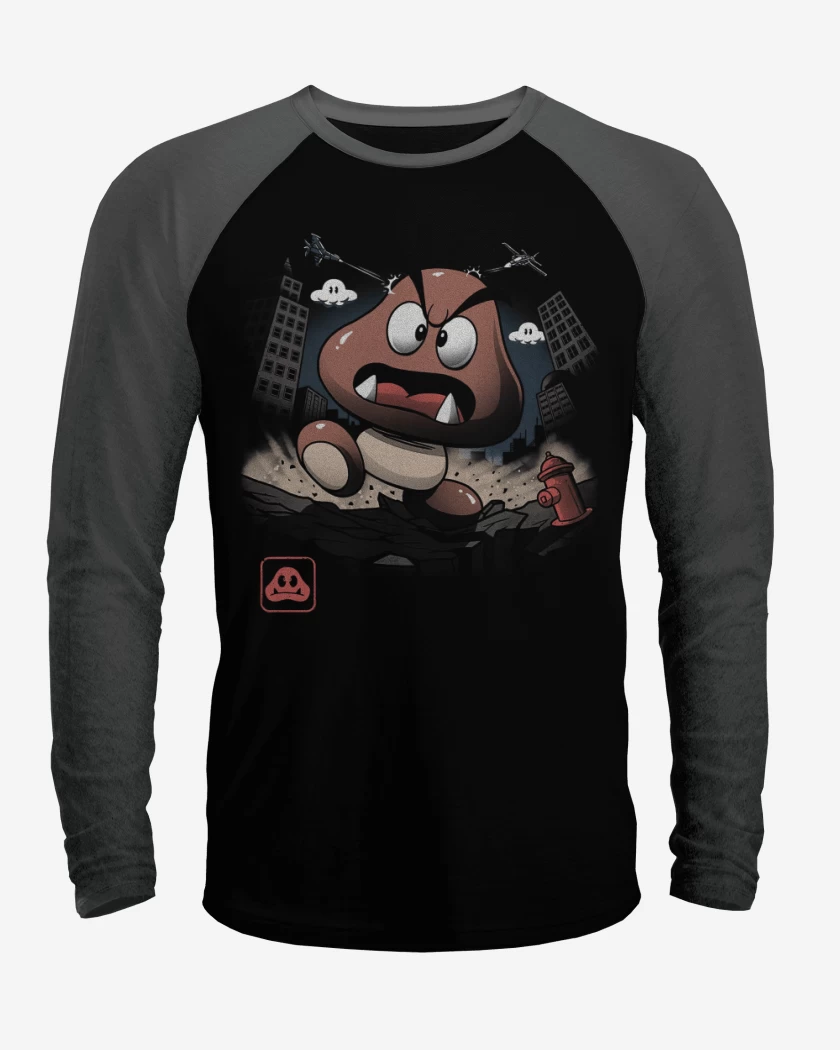 Polera Raglan Negro / Negro Heather de Goomba 