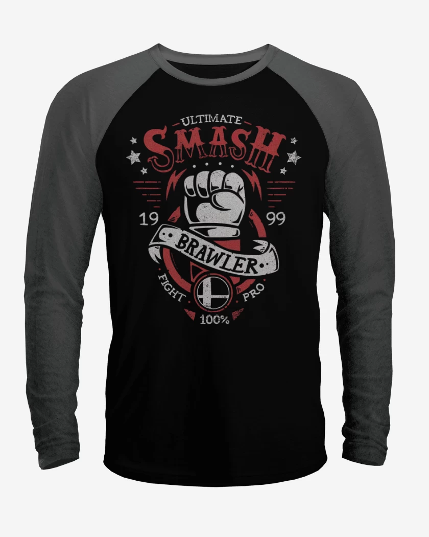 Polera Raglan Negro / Negro Heather de Smash Brawler