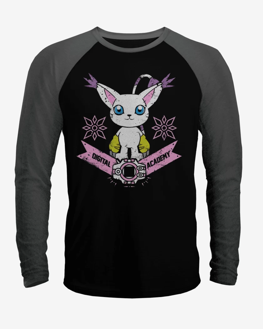 Polera Raglan Negro / Negro Heather de Gatomon