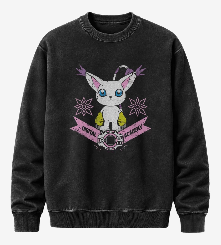 Poleron Polo Acid Wash Negro de Gatomon