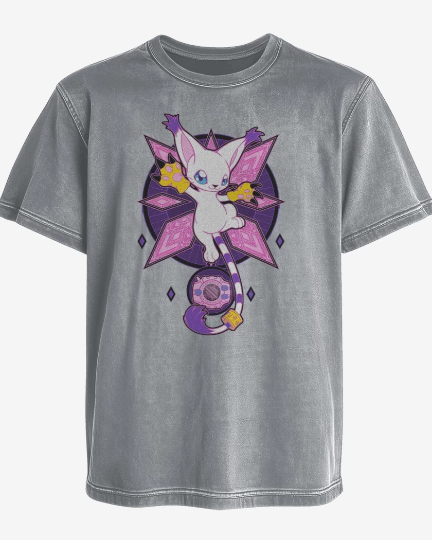 Polera desgastada Gris Melange de Gatomon 2