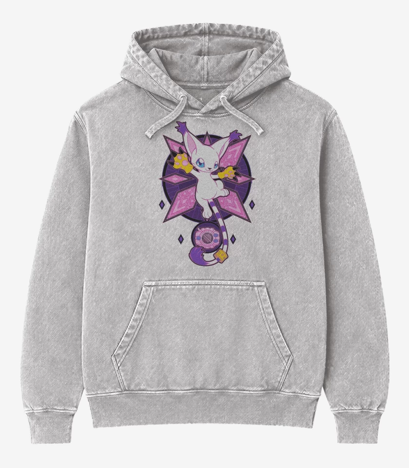 Poleron Canguro Acid Wash Gris Melange de Gatomon 2
