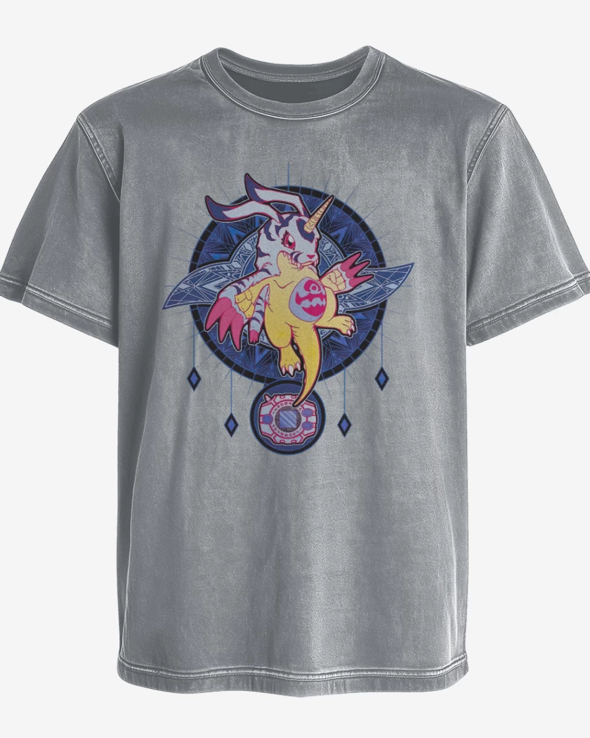 Polera desgastada Gris Melange de Gabumon 2