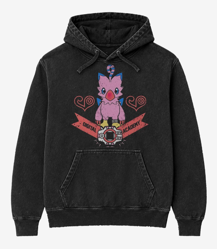 Poleron Canguro Acid Wash Negro de Biyomon