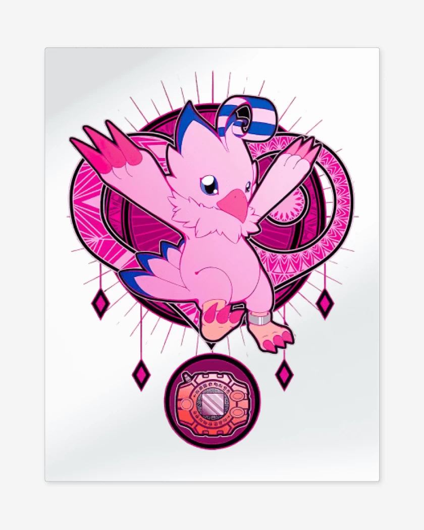 Print metalico Blanco de Biyomon 2