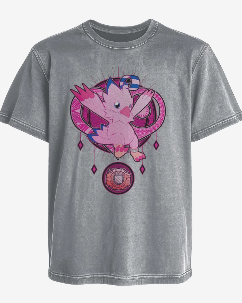 Polera desgastada Gris Melange de Biyomon 2